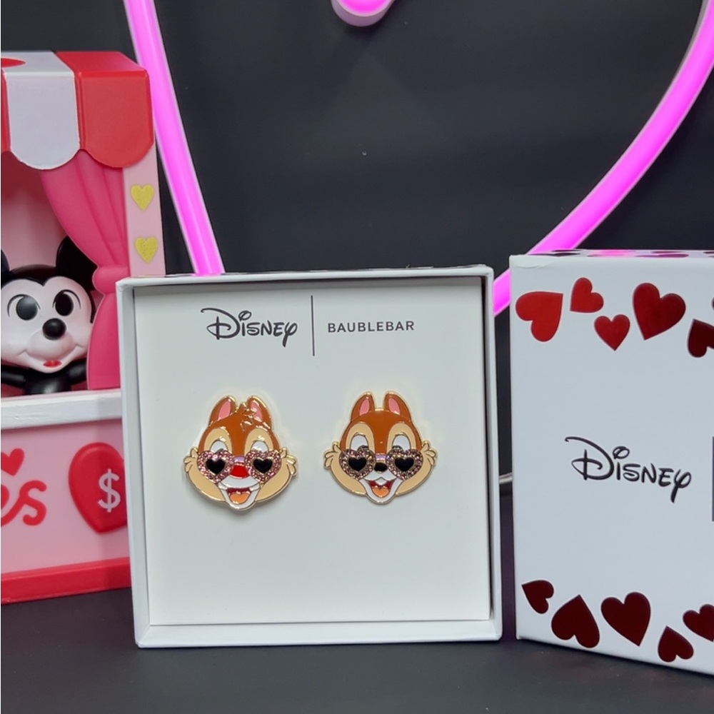 BAUBLEBAR Disney Valentine’s Chip & Dale Enamel Heart Earrings – NWT